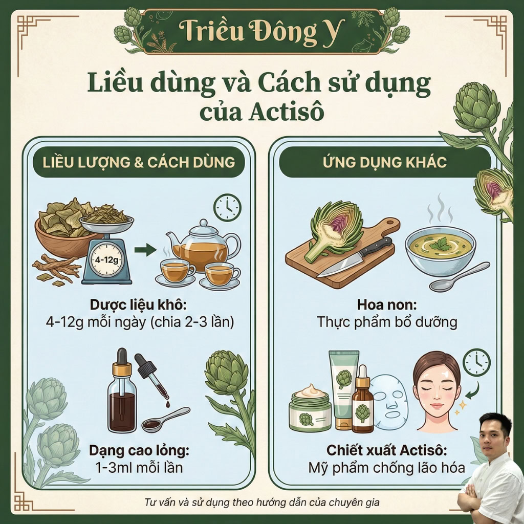 Liều dùng và cách sử dụng Actiso