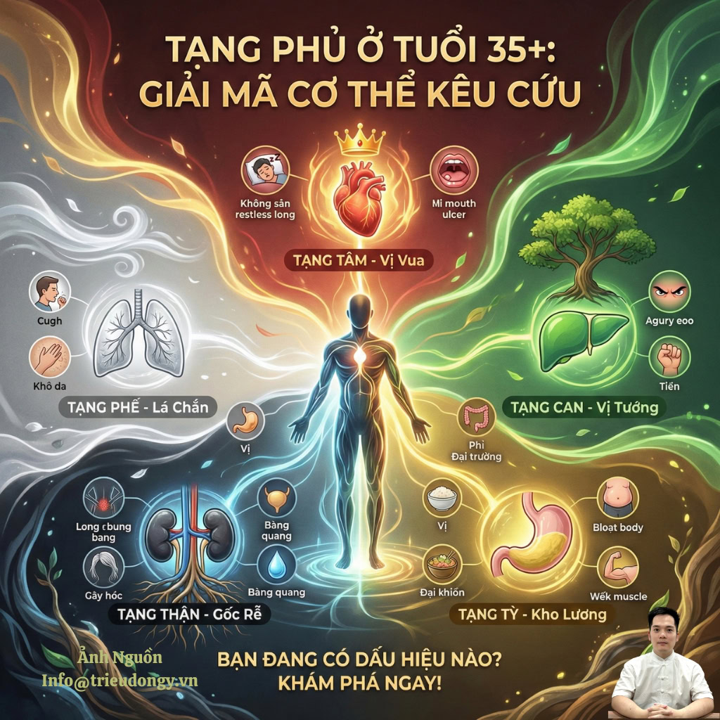 Tạng Phủ, Đởm, Tiểu Trường - Đại Trường 4 Chi tiết hội chứng bệnh tạng phủ trong Đông y. Cách nhận diện thận âm hư, can dương thượng kháng và nguyên tắc phục hồi ngũ tạng theo Y học cổ truyền.