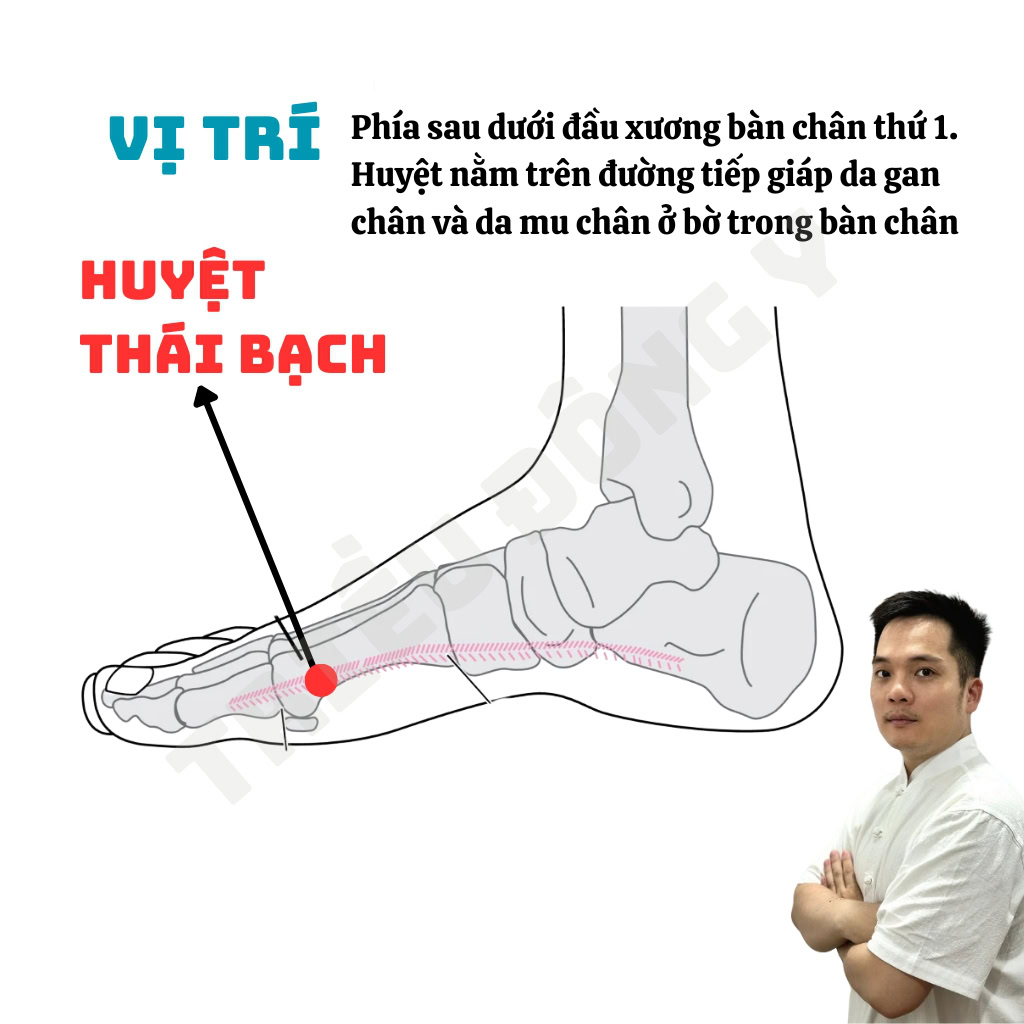Xác định vị trí huyệt Thái Bạch